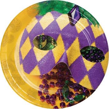 masks of mardi gras paper plates dessert