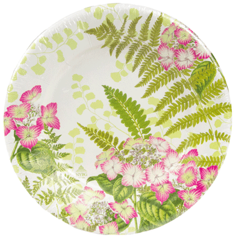 caspari floral fern garden paper plates salad