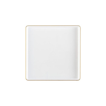 white w/ gold edge square salad plates