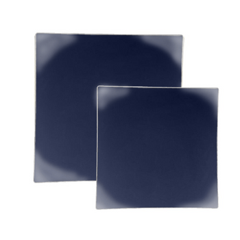 Luxe Party Square Collection Coupe Navy w/ Silver Accent Plastic Plates