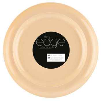 beige  plastic plates edge