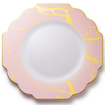 pink gold marble plastic plates dinner