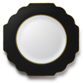 black gold flower shaped  plastic plates dinner