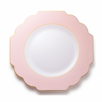 pink gold plastic plates salad