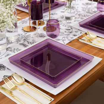 purple dinner square edge w/ gold