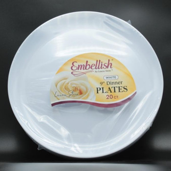 Embellish 9" white Plastic Scroll Plates 20ct