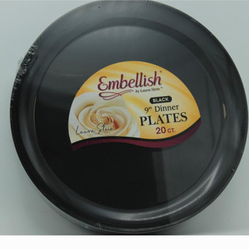 Embellish 9" black Plastic Scroll Plates 20ct