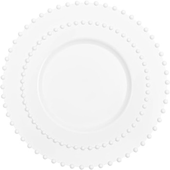 White w/ white beads salad plates