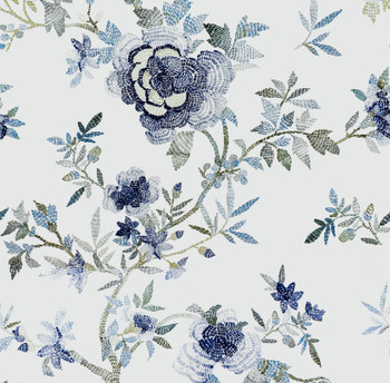 Blue Floral Disposable Airlaid Buffet / Cocktail Napkins - Pack of 20