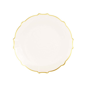Rose w/ Gold Border 7.5 Inch Plastic Party Petal Plates - 20 Count