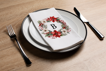 Disposable Paper Guest Towel With Christmas Flower Monogram "B" - Pack of 16