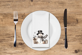 Checkered Snowman Disposable Airlaid Buffet / Guest Towel - Pack of 16