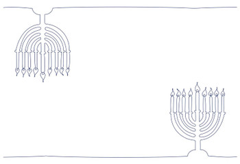 Hand Drawn Menorah 12.5" x 18.5" Durable Heavyweight Paper Placemat Elegant Table Setting - 24 Count