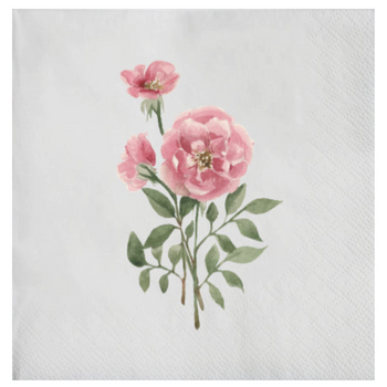 Blush Roses Disposable Airlaid Buffet / Cocktail Napkin - Pack of 20