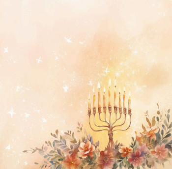 Delicate Menorah 12.5" x 12.5" Durable Heavyweight Paper Placemat Elegant Table Setting - 24 Count
