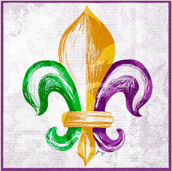 IHR Mardi Gras Fleur De Lis Beverage / Cocktail Napkins 20  Count