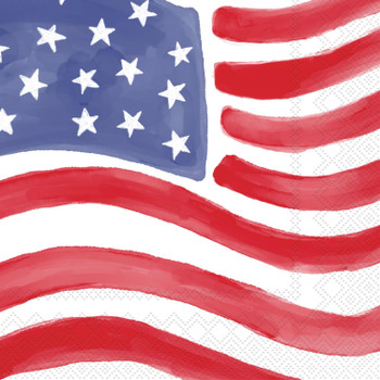 IHR Patriotic Stars & Stripes Stamp July 4th  Paper Cocktail / Beverage  Napkins for Independence Day, Memorial Day, Summer Entertaining & Holiday Celebrations - 20 Per Package