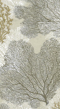 Caspari Sea Fans Paper Guest Towels, Taupe, Pack of 15