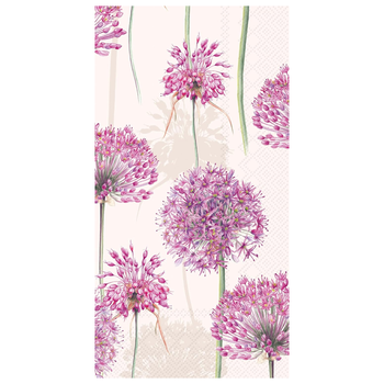 Boston International Dinner Napkins Disposable 3-Ply Paper Guest Hand Towels, 8.25" x 4.5", Allium (Cream), 16-Count