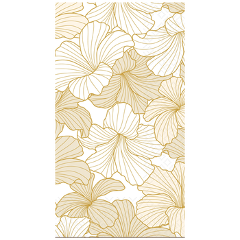 Boston International White Hibiscus Gold Guest Towels, Soft 3-Ply Floral Paper Hand Towels, Decorative Disposable Bathroom Napkins for Parties & Powder Rooms