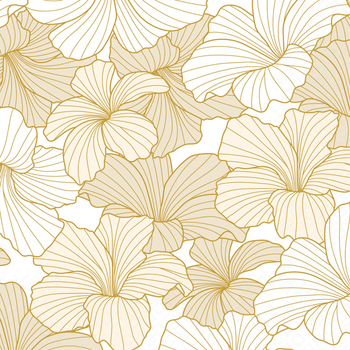 Boston International White Hibiscus Gold Cocktail Napkins, Soft 3-Ply Floral Paper Beverage Napkins, Decorative Disposable Party Napkins for Drinks & Entertaining
