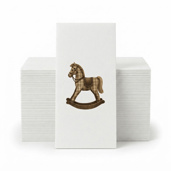 Altoona Design Vintage Rocking Horse Guest Towel Napkins - Premium Airlaid Linen-Feel Disposable Hand Towels for Birthday Party, Baby Shower & Event Decor