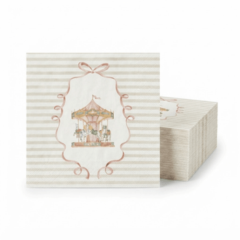 Altoona Design Watercolor Carousel Guest Towel Napkins - Premium Airlaid Linen-Feel Disposable Hand Towels for Birthday Party, Baby Shower & Event Decor