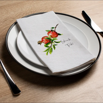 Altoona Design Pomegranate Watercolor (English) Guest Towels Jewish New Year Printed Airlaid Linen-Feel Disposable Hand Towels for Holiday Party Buffet & Dinner