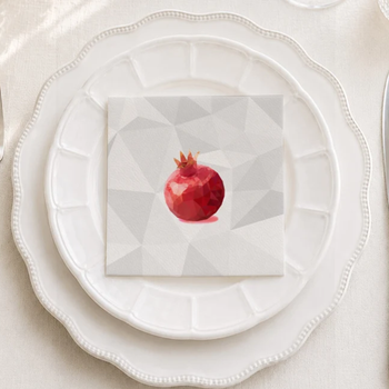 Altoona Design Pixelated Pomegranate Cocktail Napkin Jewish New Year Printed Airlaid Linen-Feel Disposable Hand Towels for Holiday Party Buffet & Dinner