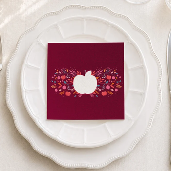 Altoona Design Cutout Apple Cocktail Napkin Jewish New Year Printed Airlaid Linen-Feel Disposable Hand Towels for Holiday Party Buffet & Dinner (20 Pack)