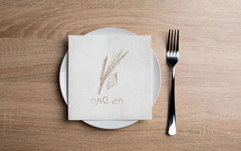 Altoona Design Tan Chag Sameach Cocktail Napkins Printed Airlaid Linen-Feel Disposable Hand Towels for Jewish New Year & Sukkos Holiday Party Buffet & Dinner