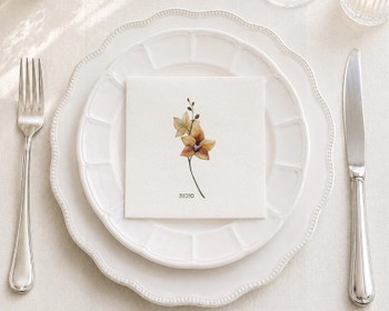 Altoona Design Solo Orchid Sukkos Cocktail Napkins Printed Airlaid Linen-Feel Disposable Hand Towels for Jewish New Year & Sukkos Holiday Party Buffet & Dinner