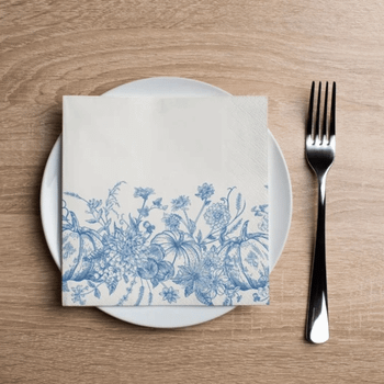 Altoona Design Blue Fall Foliage Cocktail Napkin Printed Airlaid Linen-Feel Disposable Hand Towels for Thanksgiving Fall Holiday Party Buffet & Dinner(20Pack)