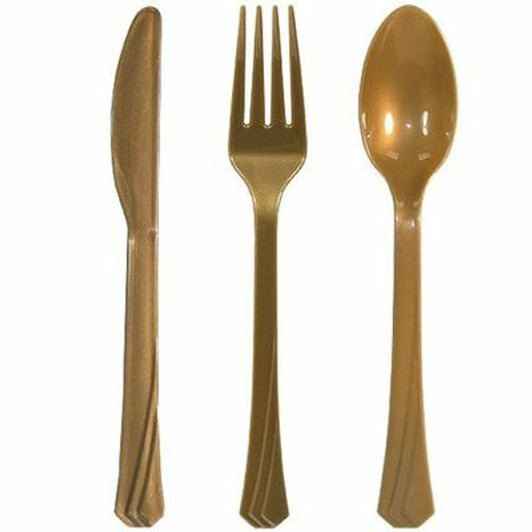 Gold Plastic Cutlery 51ct.