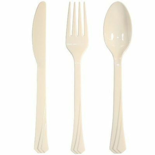 Ivory Plastic Cutlery 51ct.