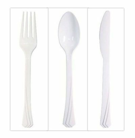 White Plastic Cutlery 51ct.