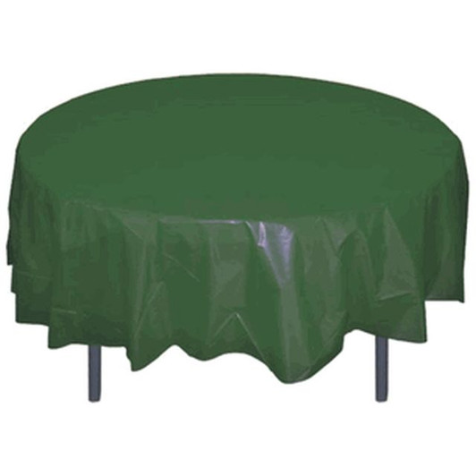 *12 Count* Hunter Green 84" Round Plastic Tablecloths
