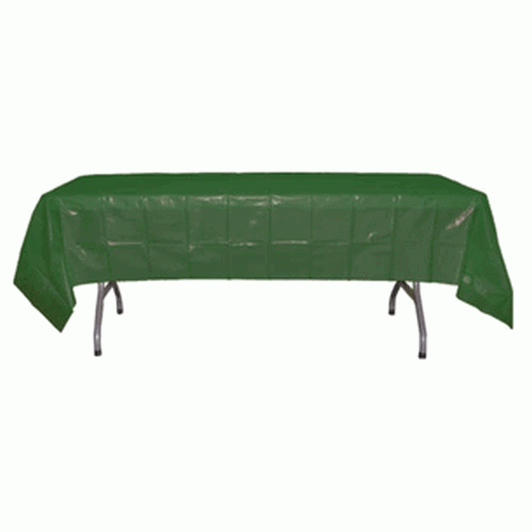 *12 Count* Hunter Green Rectangular Plastic Tablecloths 54" x 108"