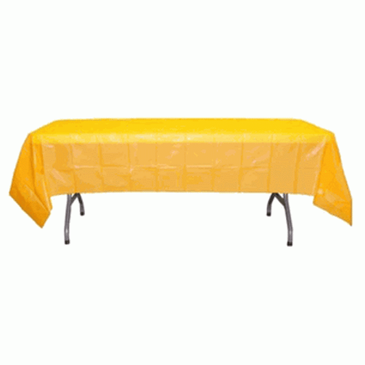 *12 Count* Yellow Rectangular Plastic Tablecloths 54" x 108"