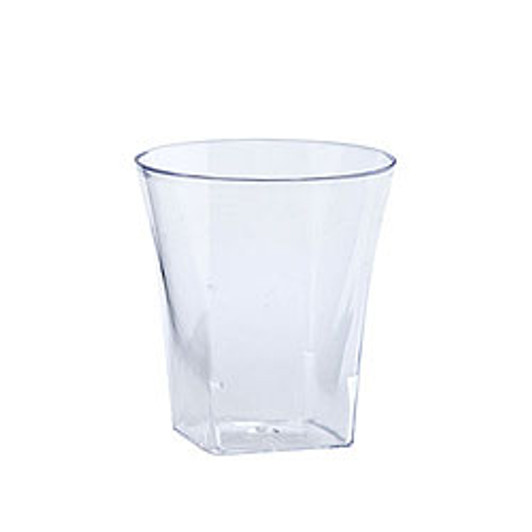 2 oz. Clear Plastic Flared Square Shot Glasses 20ct.