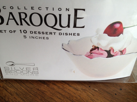 5" White Plastic Dessert Bowl with Silver Scalloped Edge 10 Ct.