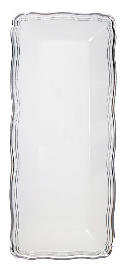 Aristocrat Collection White w/ Silver Rim Rectangular Narrow Trays 2ct.