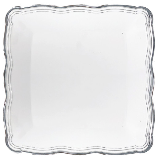 Aristocrat Collection White w/ Silver Rim Square Trays 2ct.