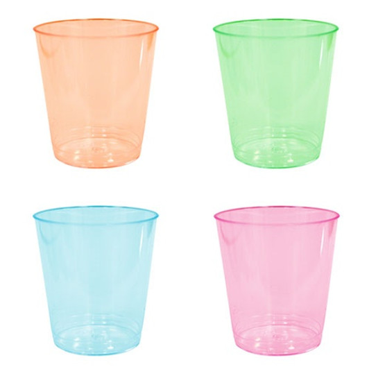 Assorted Neon Colors 1oz Plastic Shot Cups,16 Count