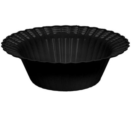 Black Plastic Scalloped 12oz. Bowl 18 count