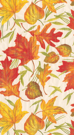 Caspari Woodland Leaves Fall Paper Guest Towel Napkins in Ivory - 15ct.