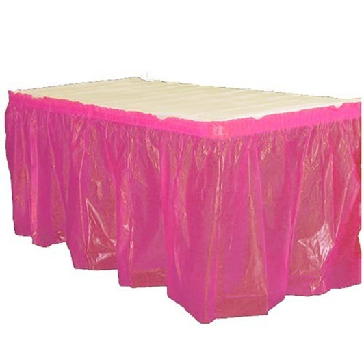 Cerise Plastic Rectangular Table Skirt 14ft.x29in