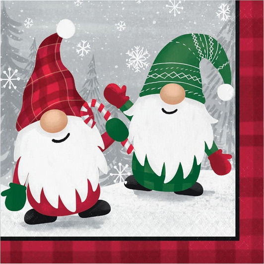 Christmas Party Luncheon Napkins Decorative Winter Holiday Gnomes Table Decor 16ct.