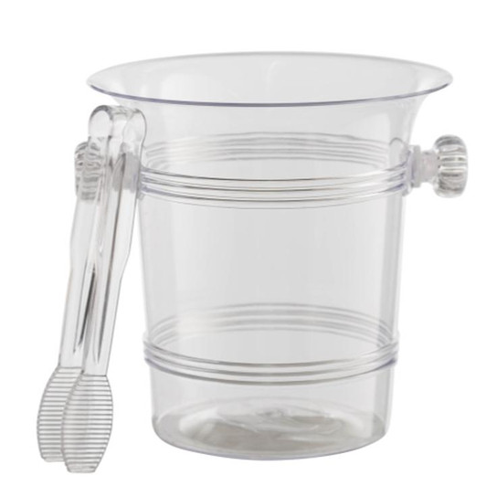 Clear Plastic Ice Bucket w/ Matching Tongs