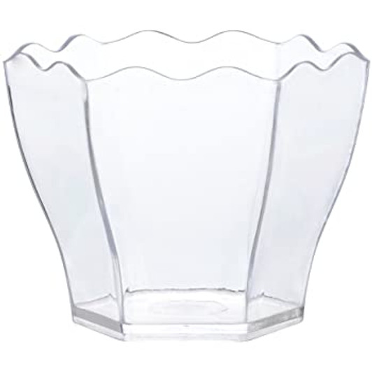 Clear Plastic Small Mini Flower Hexagon Dessert Cup - 10 count